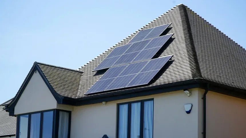 Solar panel array installed on a residential roof